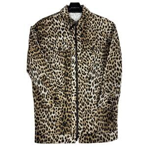 Longchamp Animal Print Zip Shirt Jacket Cotton NWOT Authentic M/L